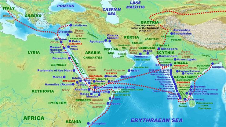 Rzym starożytny - gospodarka, komunikacja, drogi - mapy - Indo-Roman_trade.jpg