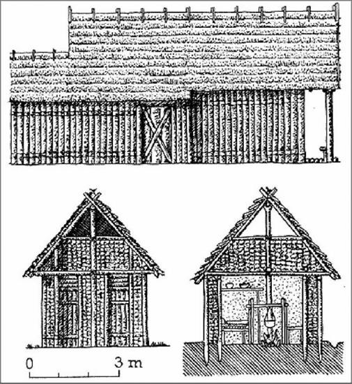 Prehistoria - obrazy - chata. Rekonstrukcja domu kultury rzucewskiej.jpg